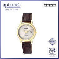[Aptimos] Citizen Eco-Drive FE1082-13A Silver Dial Women Brown Leather Strap Watch
