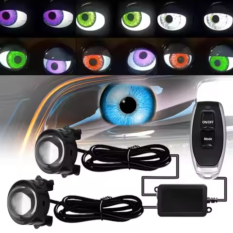 Devil's Eye Headlights Are Suitable For Cars/Motorcycles, 2 LED Dynamic Devil's Eye Light 3D Lenses,
