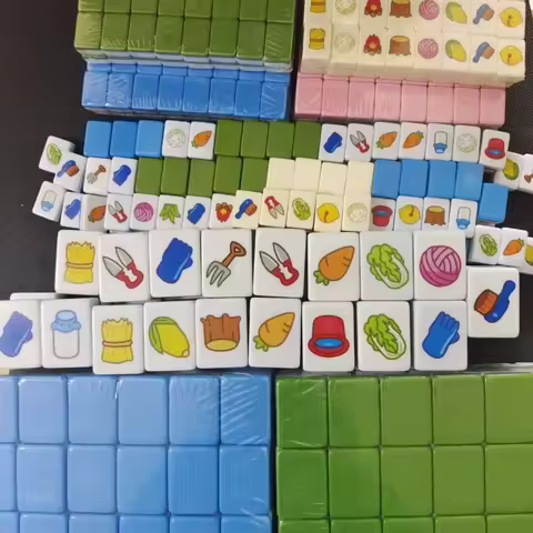 30mm 48/64 Tiles Sheep and Sheep Mahjong Blocks Pink Blue Cat Dog Flag Emoji Battle Seaside Escape M