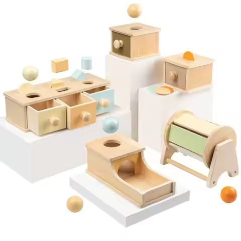 Wooden Montessori Toys Drawer Box Coin Education Game Learning Early Education Preschool Training Te
