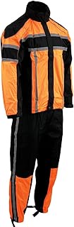 Milwaukee Leather SH233102 Men's Black and Orange Water Resistant Rain Suit with Reflective Tape