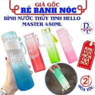 Hello Master Glass Water Bottle 450ml Capacity - High Quality Water Bottle - Water Bottle - Matte Pr