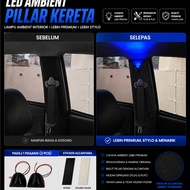 LED Ambient Pillar 1 Pair | Car Interior Light + Alcantara Pillar Sticker | Interior Accessories