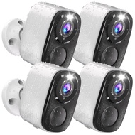 ELECCTV 4Pack Security Cameras Wireless Outdoor,3K 5MP Battery Powered AI Motion Detection Spotlight