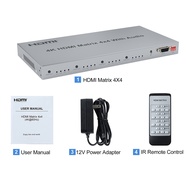 4x4 HDMI Matrix Switch พร้อมเอาต์พุตเสียง 4K 30Hz HDMI Switcher Splitter 4 in 4 out True Matrix Sele