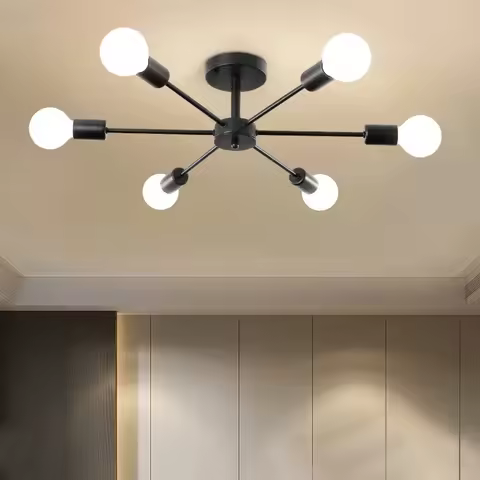 Modern chandelier restaurant black chandelier living room suspended ceiling light iron E27 chandelie