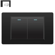 Tempered Glass Panel Wall Electrical Switches Light Switch 2 Gang 2 Way 118mmx72mm Mechanical Button
