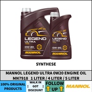 MANNOL MN7918 Legend Ultra 0W-20 1L/4L/5L Engine Oil Fully Synthetic (MADE IN GERMANY)