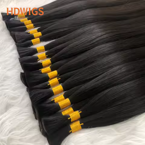 Bulk Human Hair Straight 100% Human Hair Extensions 50g 100g Bulk Human Hair for Braiding Human Made