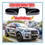 1 Pair BMW X5 & X6 E70 E71 xDrive SIDE MIRROR COVER SHELLS CAP M STYLE X5M X6M LOOK GLOSS BLACK PLUG