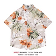 Weijia Clothing 2022 Flower Printed Short Sleeve Shirt Men a#唯佳服饰2022花卉满印短袖衬衫男女潮牌街头宽松bf风情侣衬衣新款&8.28&