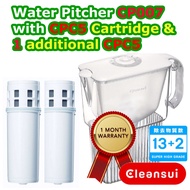 CLEANSUI  CP007 water pitcher purifier with a CPC5 cartridge and an additional CPC5 cartridge.