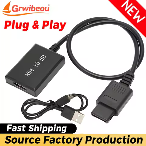 Grwibeou N64 To HDMI-compatible Adapter 1080P Video Converter Game Adapter for N64 / SNES/SFC/NGC Re