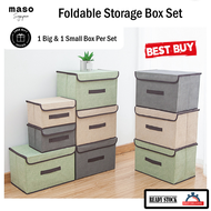 Foldable Storage Box (Set of 2) - Fabric Wardrobe Organizers Space Savers
