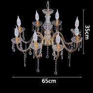 Lampu Gantung Kristal 6/8 Lampu Chandelier 50-70cm Gaya retro Amerika Bahan Besi Warna Emas Ruang Ta