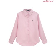 76013 Multicolor Embroidered Blue Casual Long Sleeve Shirt Women