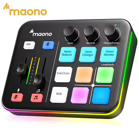 MAONO G1 NEO Gaming Audio Mixer Audio Interface with Pro-preamp, RGB, Bluetooth, 48V Phantom Power f