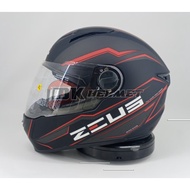 Helm Full Face Zeus 811 Matt Black AL12 Black Red