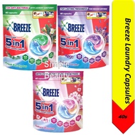Breeze 5in1 Power Laundry Capsules Detergents Refill Pack, 40 Capsules