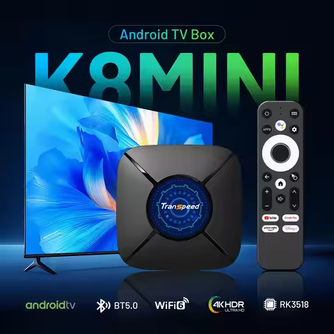 Transpeed K8 ATV Android 14 TV BOX RK3518 With Voice Assistant TV Apps Dual Wifi Quad Core Cortex A5