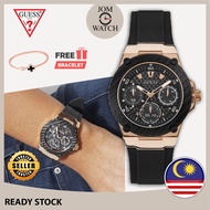 [100%Original & Free Bracelet] Guess W1094L6 Black Silicon Sport Women Watch Wanita