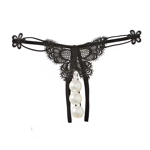 Valentine's Day Lace Sexual Woman Panty Pearl Toys Thong Crotch Crotchless Underwear Open Hip Briefs