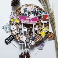 Topper toper decoration skewer cake happy birthday birthday character mix BTS and BT21 BT 21