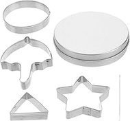 Cabilock 6Pcs Dalgona Kit Korean DIY Sugar Candy Making Tools Stainless Steel Cookie Cutters Plate Umbrella Star Triangle Round Shape TV Game Cookie Cutters Set Biscuits Molds