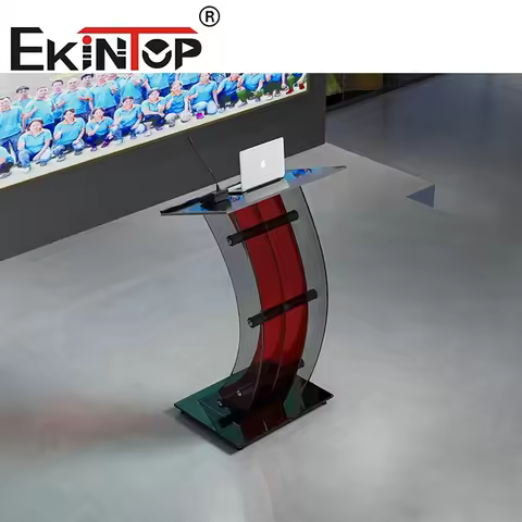 Ekintop Custom Red Church Pulpit Plexiglass Podium Stand Glass Pulpit For Church