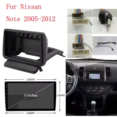 9 inch 2din Nissan note 2005-2013 Car Radio Fascia Stereo Panel Plate audio Frame Dash Kit cable wir