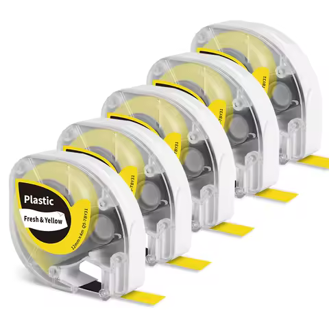 5pk Phomemo P12 Label Tapes Compatible for Dymo LetraTag Q5-TB231 Q5-TBY31 Ribbon Replacement for P1