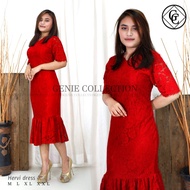 DRESS DUYUNG BARU MERMAID BROKAT LENGAN PENDEK TERBARU LEHER V DRESS NATALAN DRESS KONDANGAN COD SEL