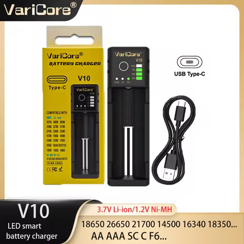 VariCore V10 USB intelligent charger for 3.7V 18650/21700/26650 Li-ion Batteries 1.2V AA/AAA/SC/F6 N