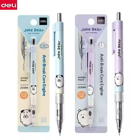 Deli Cute Self-Mocking Bear Mechanical Pencil Anti-Break Lead 0.5/0.7mm Low Gravity Sketch Stationer