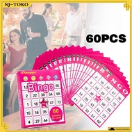 60 Pieces Bingo Card Box 9 Colors Bingo Board Durable Bingo Toy Card Set