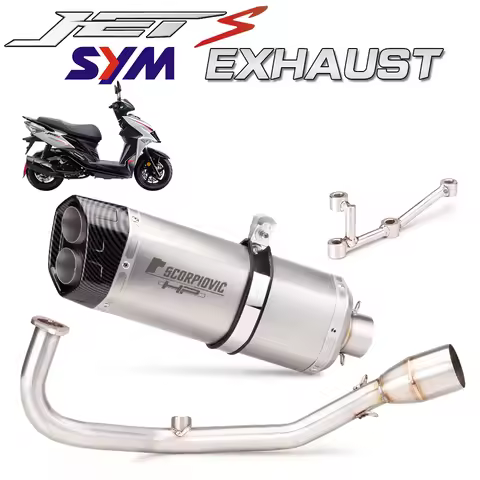 For SYM JETS 125 Motorcycle R11 Exhaust Escape Full System Muffler Front Mid Pipe