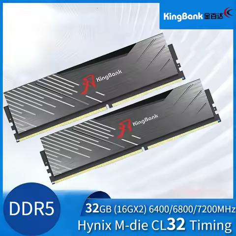 Original KingBank RAM DDR5 16Gx2 6400/6800/7200MHz CL32 Hynix Chip M-die Desktop Gaming Memory with 