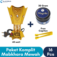 Bukhur Buhur Arab Paket Komplit | Mabkhara Listrik Mewah Dupa Asli Premium Tahan Lama Tempat Bukhur