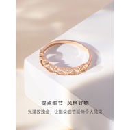 CRD CRD 18K Gold Diamond Ring Rose Gold Leaf Ring Colorful Gold Female Ring au750 Diamond Ring Gift 