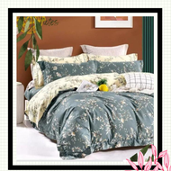 Sprei Katun Motif Bunga Daun Hijau