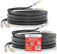 Nakamichi Excel Series 24k Gold Plated Banana Plug with (10 Feet) Speaker Cable Wire 99.9% Oxygen-Fr