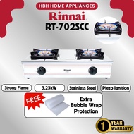 【Free Gift】 Rinnai RT-702SCC | Gas Stove | 5.4kW | Stainless Steel | 2 Burner | Cast Iron | 702SCC |