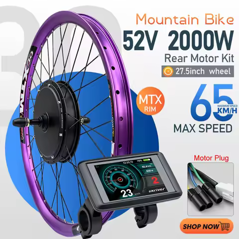 MTX Rim 52V 2000W Electric Bike Conversion Kit 27.5" Brushless Rear Hub Motor Wheel with LCD Display