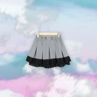 Axes femme KIDS Gray Black Color Matching Lace Discount Layered Waist Elastic Skirt [Mentaiko] H420