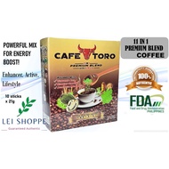 CAFE TORO 11 in 1 Premium Blend COFFEE with Stevia[10 Sticks/box] Tongkat Ali Ginseng Agaricus Mushr