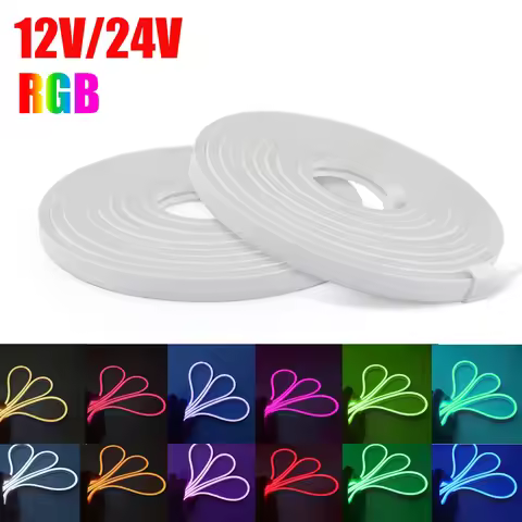 5V 12V 24V RGB LED Neon Strip Neon Sign Waterproof Flex Silicone Tube Light 3535 108LEDs/m with 4pin