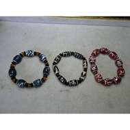 Natural Pulp Penetration Blue * Honey * Red Columnar-Shaped Multi-Treasure Dzi Beads Hand Bead Chain