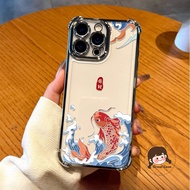 Lucky Fish Plating Frame Phone Case For Huawei Nova Y91 Y90 Y73 Y63 Y61 5 Pro P50E P30 Lite Pro Hono