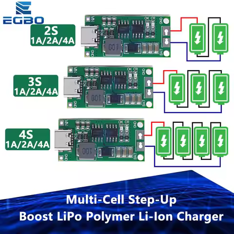 Multi Cell 2S 3S 4S Type-C To 8.4V 12.6V 16.8V Step Up Boost LiPo Polymer Li Ion Charger 7.4V 11.1V 