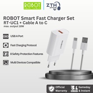 ROBOT Smart Fast Charger Support All Protocol Fast Charging 18W RT-UC1 With Cable A to C